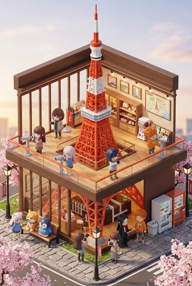 3D chibi miniature travel spot concept prompt — AI image prompt sample