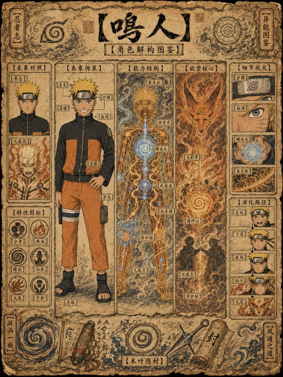 Ancient Ninja Character Anatomy Chart — AI image prompt sample