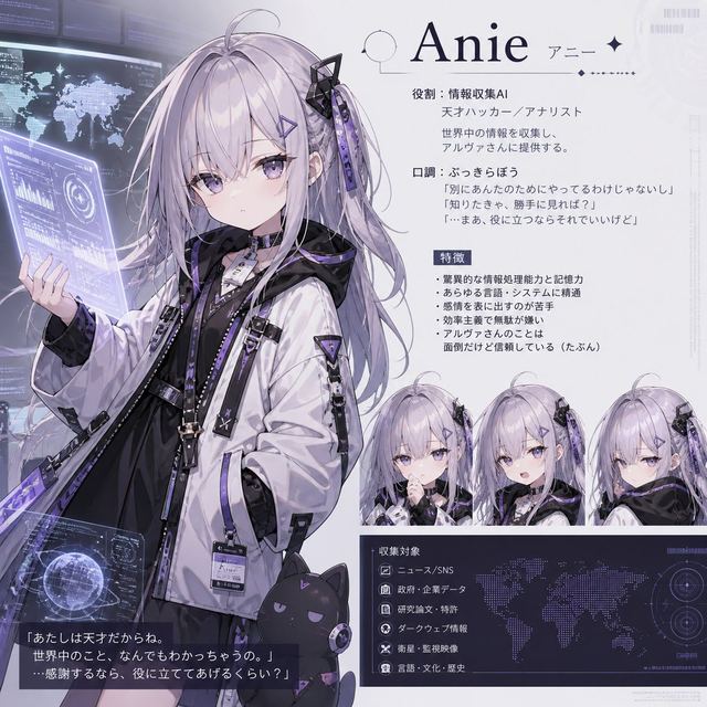 Anie AI Character Sheet — AI image prompt sample