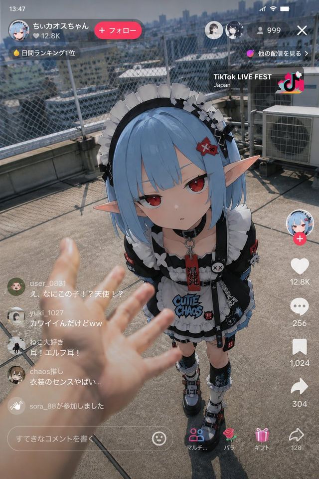 Anime Character Real-World Stream i2i — AI image prompt sample