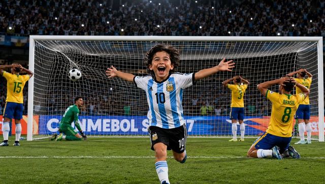 Boy Celebrates Argentina Goal — AI image prompt sample