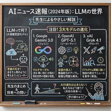 Chalkboard-style AI news summary — AI image prompt sample