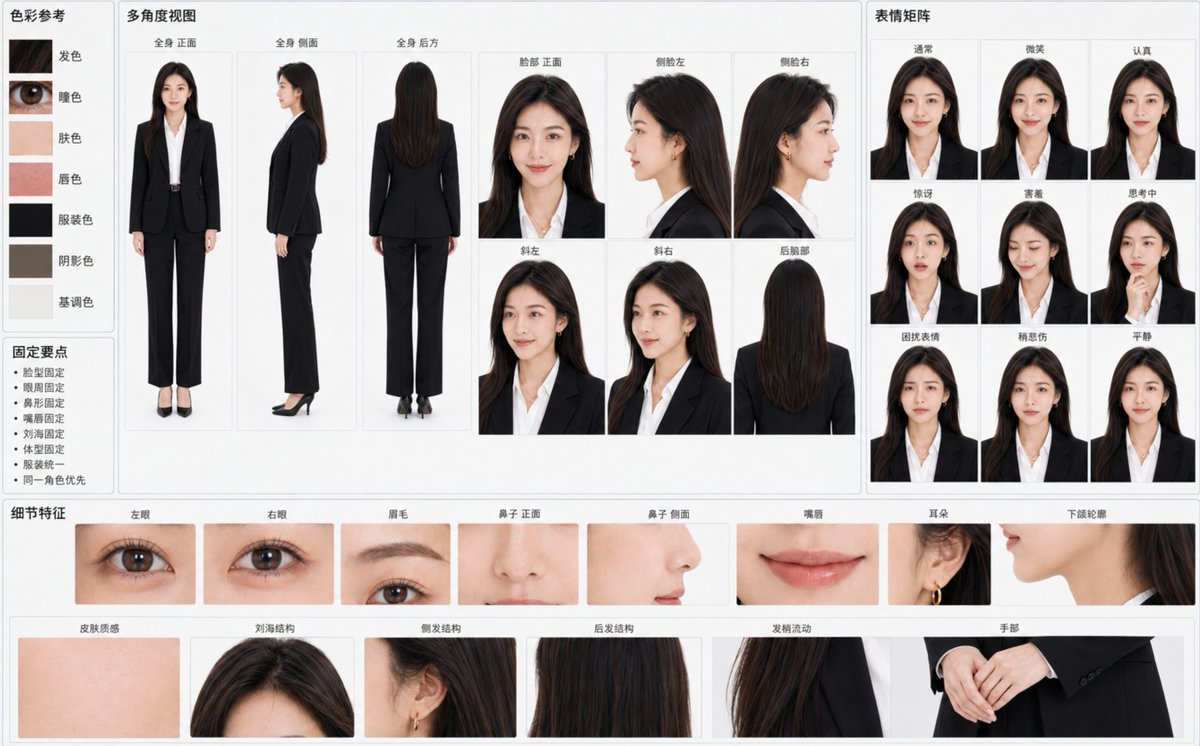 Character Consistency Reference Chart — AI image prompt sample