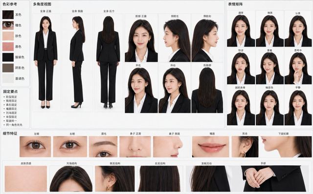 Character Consistency Reference Chart — AI image prompt sample