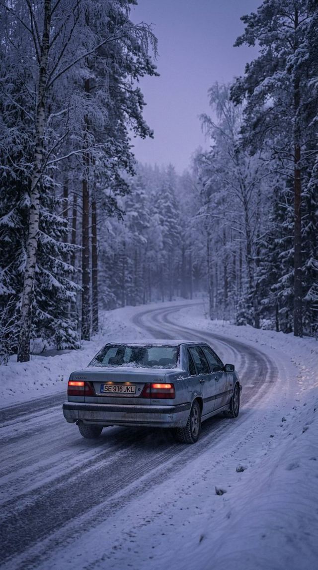 Cinematic Winter Road Landscape — AI image prompt sample