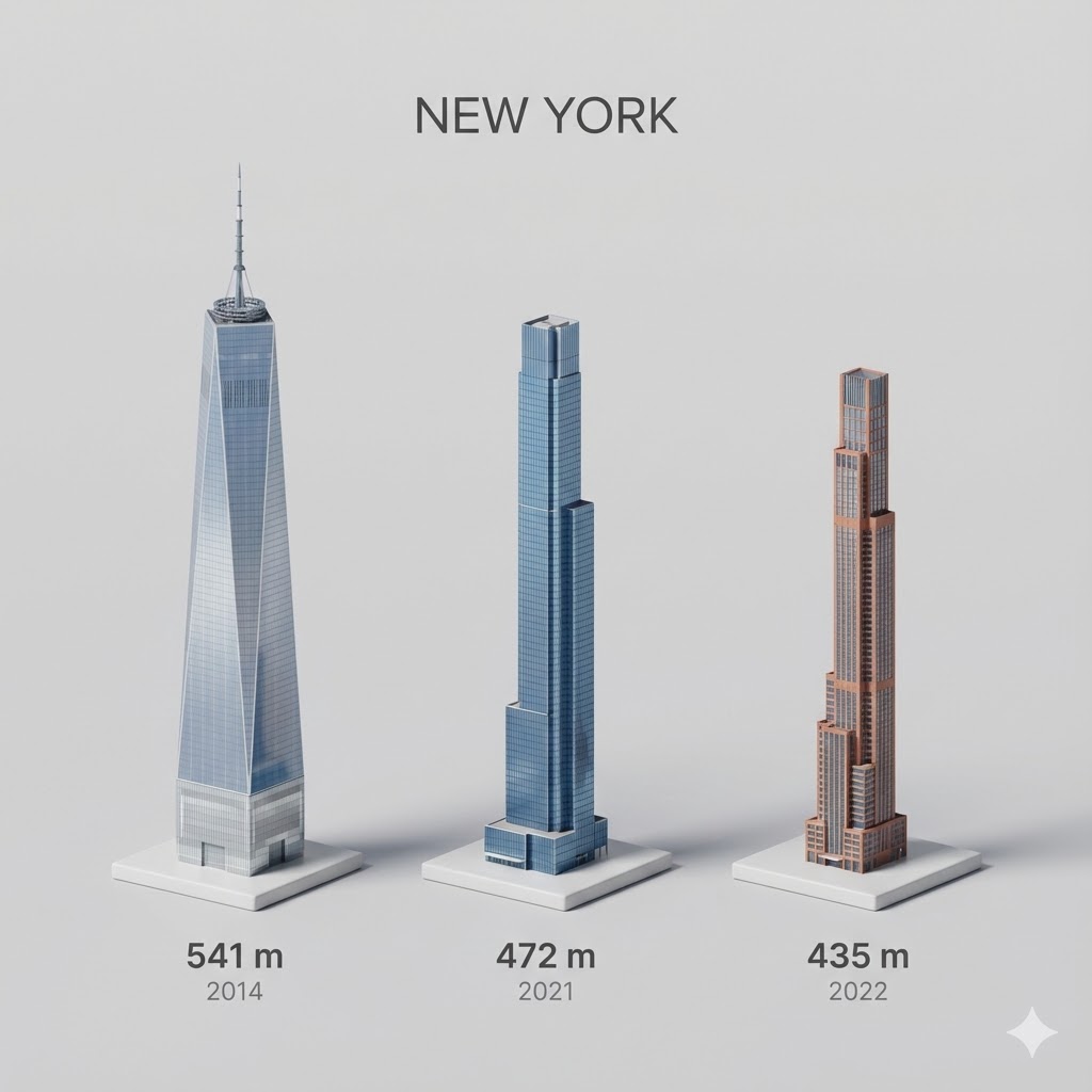 City tallest buildings 3D cartoon showcase prompt — AI image prompt sample