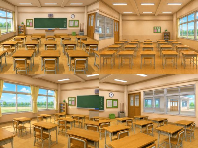Classroom Interior Four-Way View — AI image prompt sample