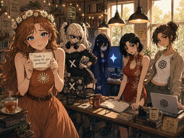 Cozy AI Agents Studio Group Portrait — AI image prompt sample