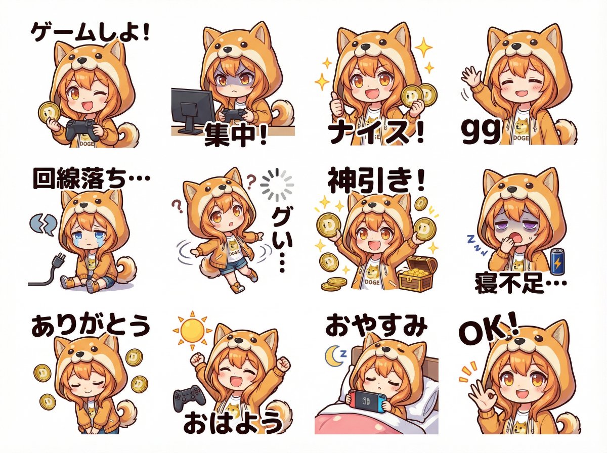 Cute Shima-enaga LINE sticker set — AI image prompt sample