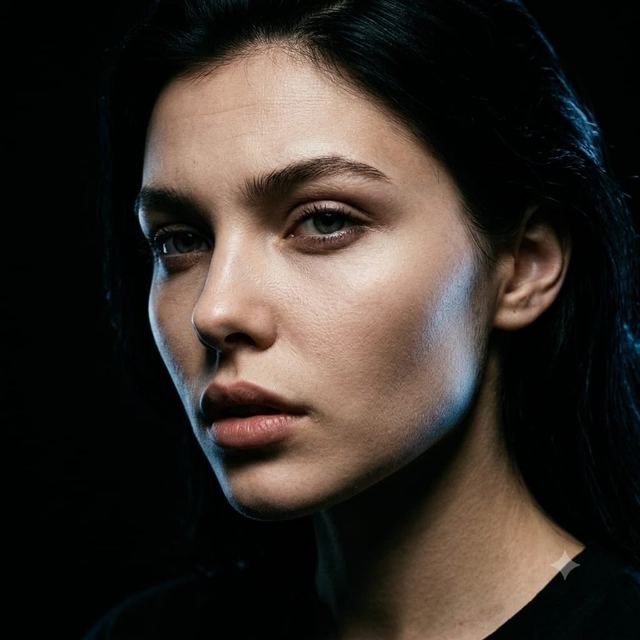 Dark Cinematic Skin Portrait — AI image prompt sample