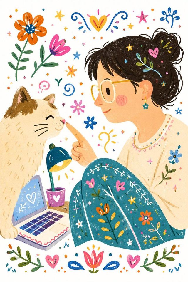 Decorative folk flat illustration — AI image prompt sample