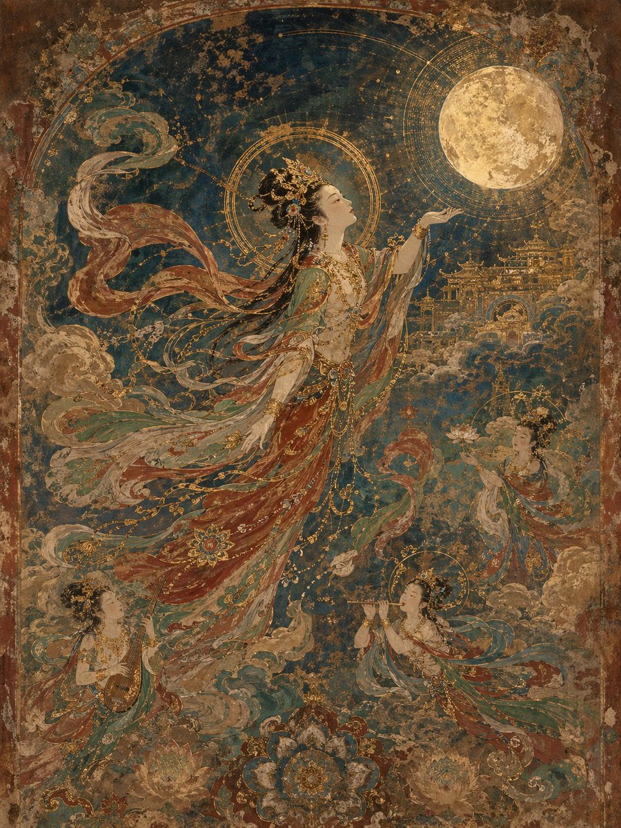 Dunhuang Mural Artistic Template — AI image prompt sample