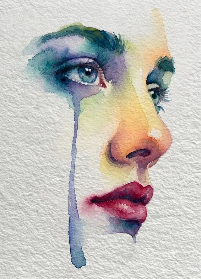 Emotional Watercolor Grief Art — AI image prompt sample