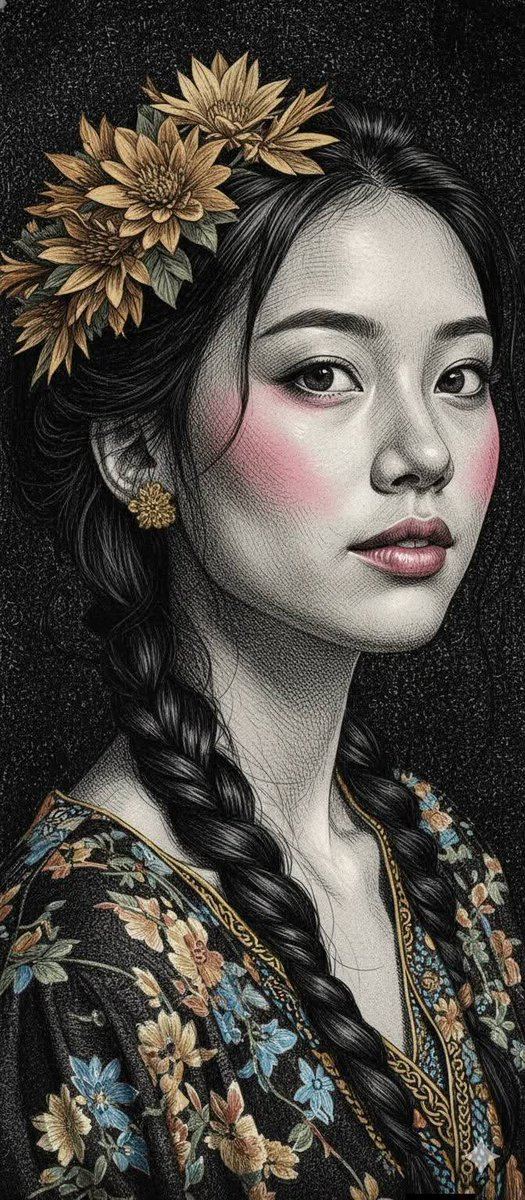 Engraved Surreal Illustration Portrait — AI image prompt sample
