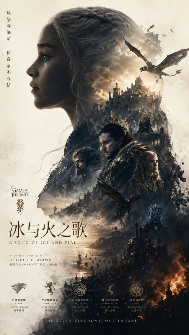 Epic Fantasy Double-Exposure Poster — AI image prompt sample