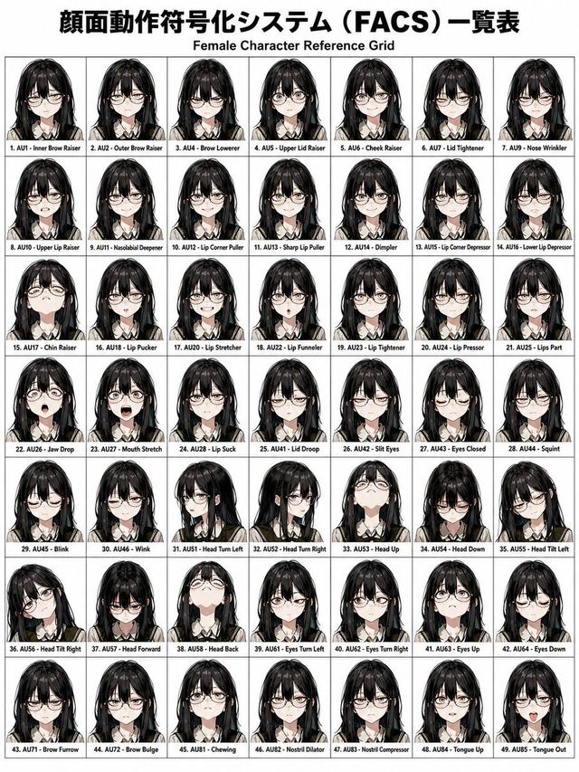 FACS Facial Expression Control — AI image prompt sample