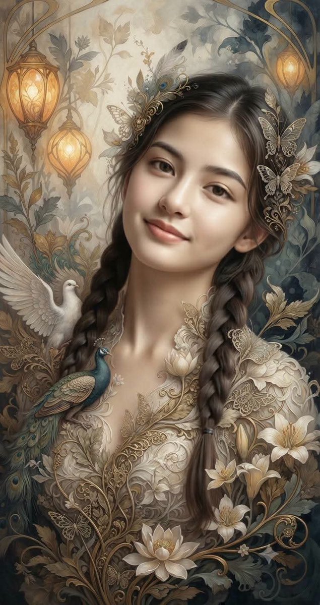 Fantasy Realism and Art Nouveau Fusion — AI image prompt sample
