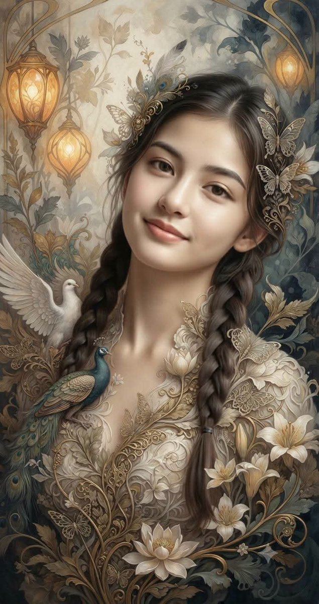 Fantasy Realism and Art Nouveau Fusion — AI image prompt sample