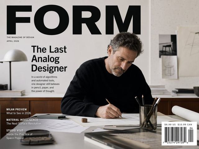 Fictional Design Magazine Cover — AI image prompt sample