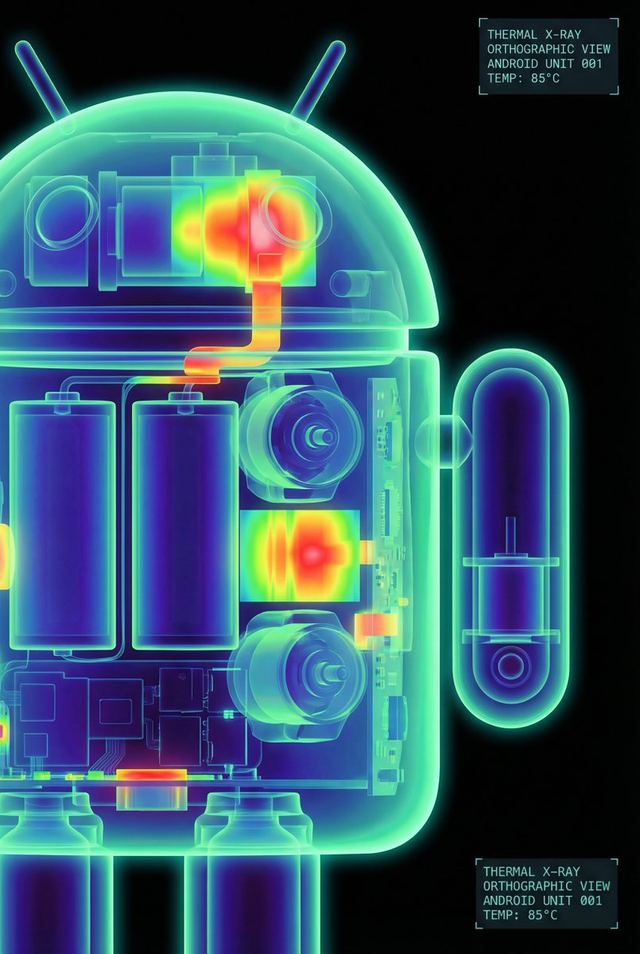 High-Contrast Thermal X-Ray Render of Android Robot — AI image prompt sample