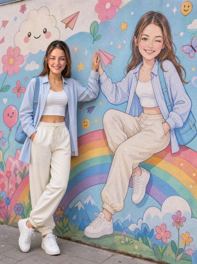 Identity Preserving Cartoon Mural — AI image prompt sample