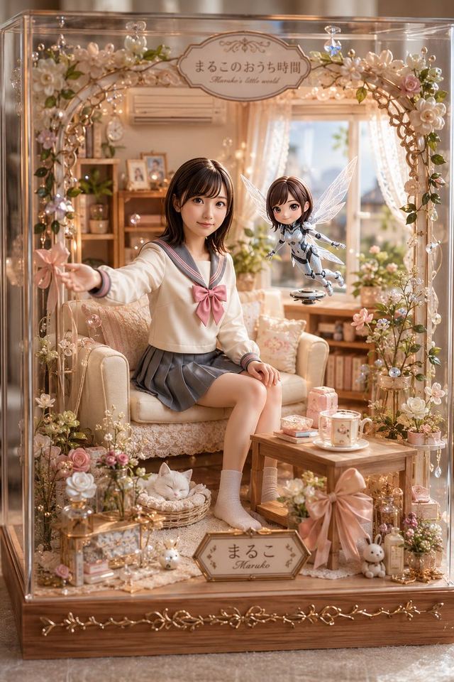 Kawaii Glass Dollhouse Diorama — AI image prompt sample