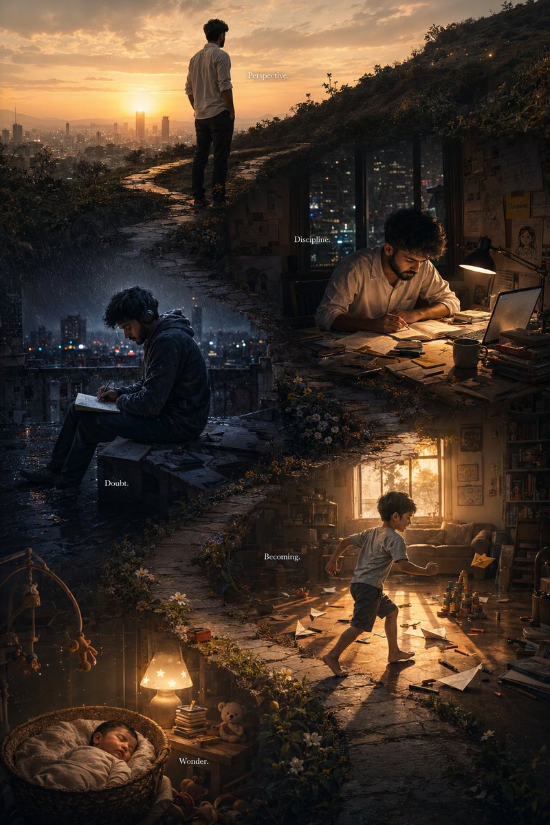 Five Ages on One Winding Path — AI image prompt sample