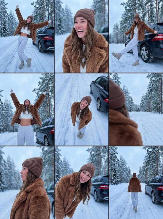 Lifestyle Collage of Woman in Winter Forest — AI image prompt sample