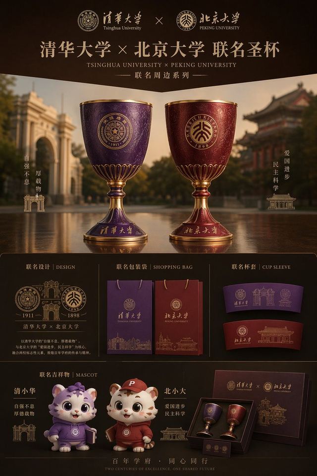 Luxury University Co-Branded Gift Poster — AI image prompt sample