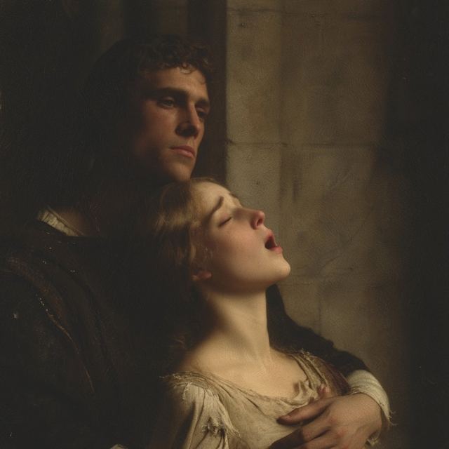 Melancholic Medieval Woman and Man — AI image prompt sample