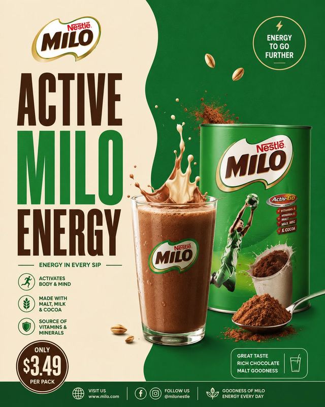 Milo Cocoa Energy Poster — AI image prompt sample