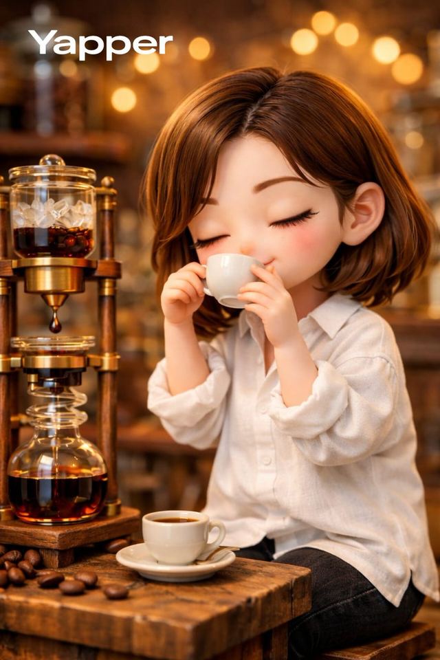 Miniature Coffee Shop Diorama with Chibi Girl — AI image prompt sample