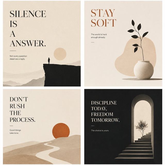 Minimalist Philosophical Poster Grid — AI image prompt sample