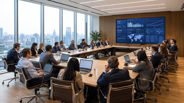 Modern Boardroom Analytics Meeting — AI image prompt sample