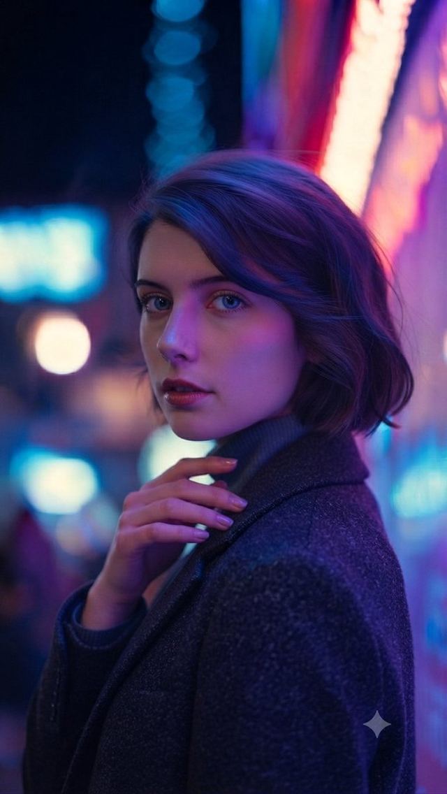 Neon City Cyber-Noir Portrait — AI image prompt sample