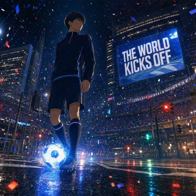 Night City Soccer Kickoff Visual — AI image prompt sample