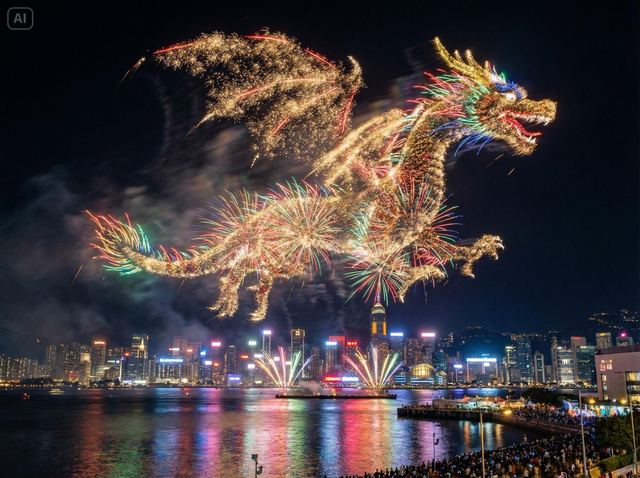 Photorealistic Fireworks Display Prompt for Dreamina AI — AI image prompt sample