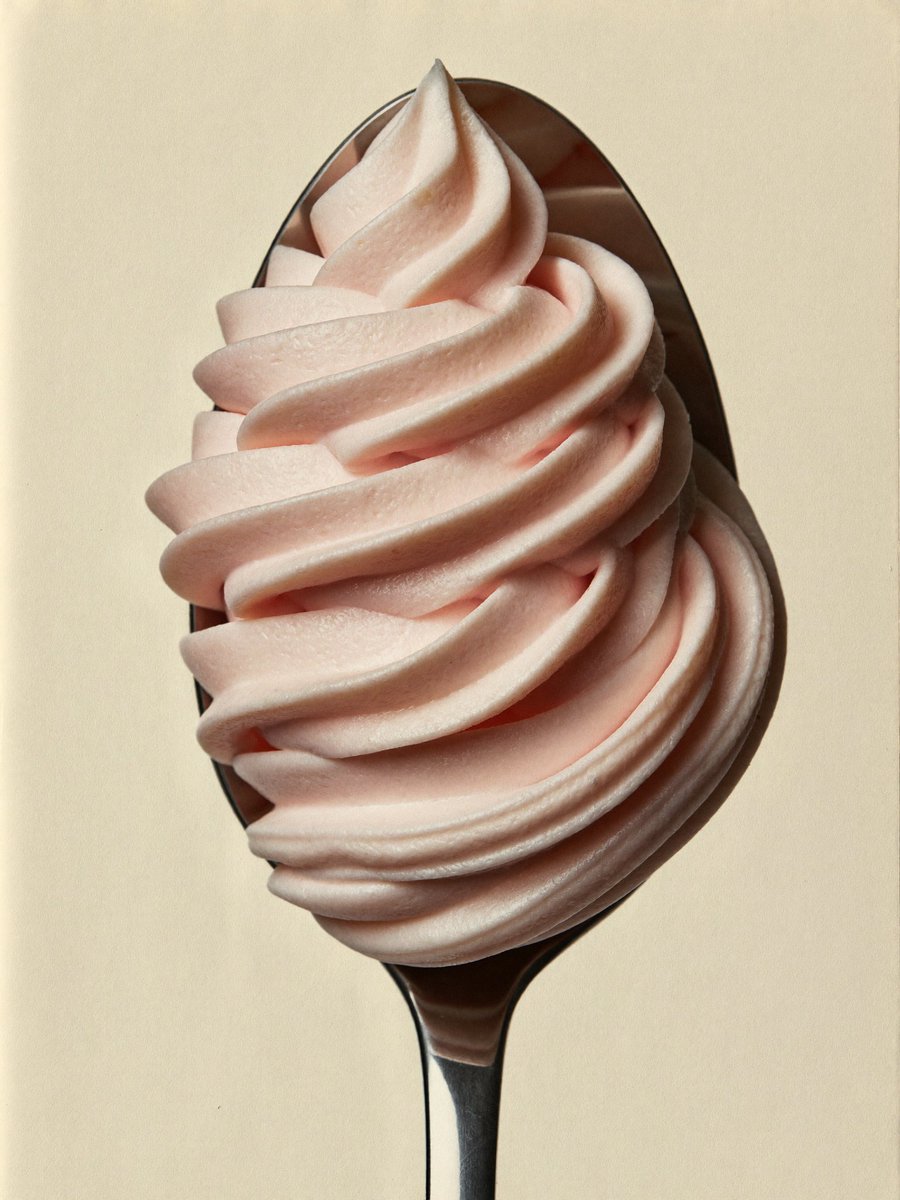 Pink Soft Serve on Spoon — AI image prompt sample