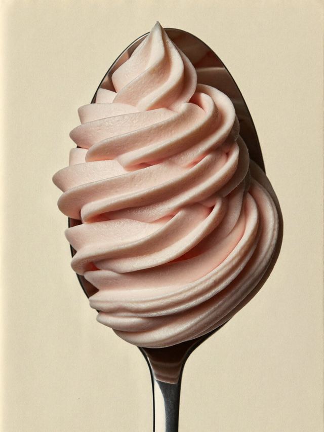Pink Soft Serve on Spoon — AI image prompt sample