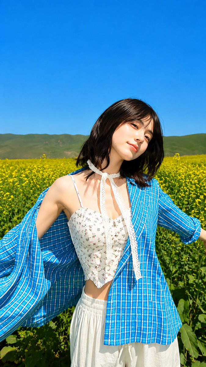 Rapeseed Field Editorial Fashion Photography — AI image prompt sample