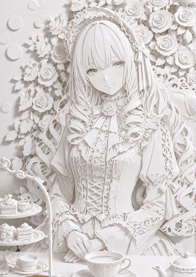 Realistic White Paper Craft Style Conversion — AI image prompt sample