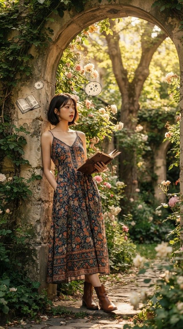 Serene Literary Garden Escape — AI image prompt sample