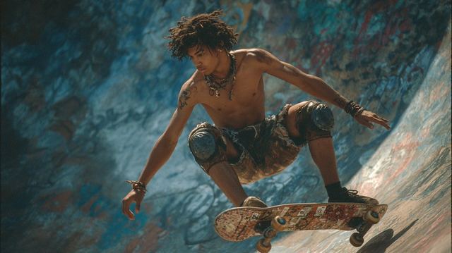 Skateboarding Teenager Film Photography Prompt — AI image prompt sample