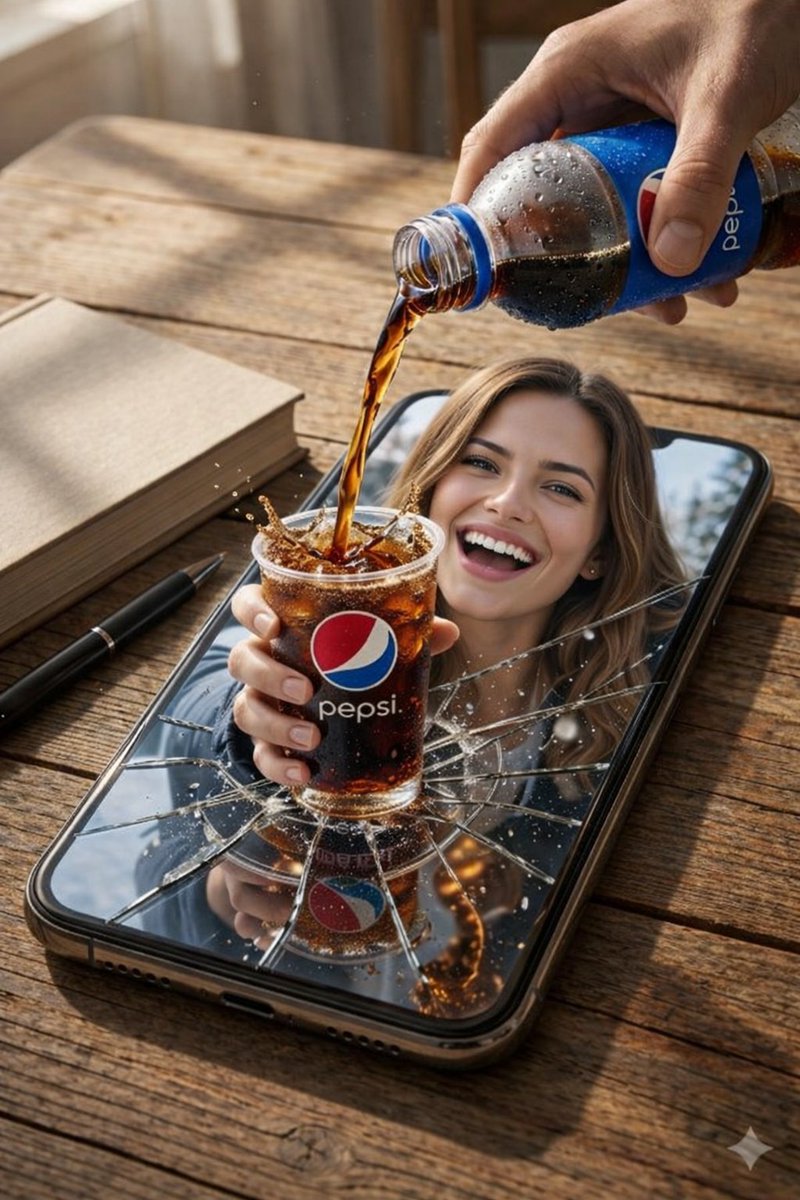Surreal Pepsi Pour Phone Composite — AI image prompt sample