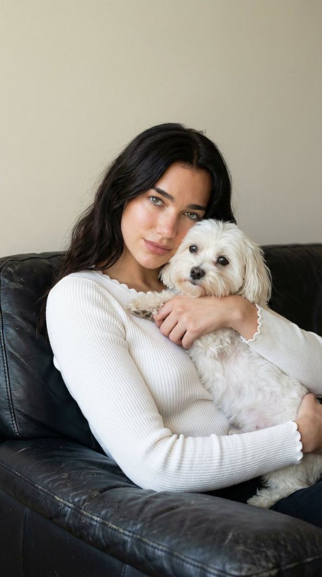Ultra-Realistic Portrait of Woman Hugging a Maltese Dog — AI image prompt sample