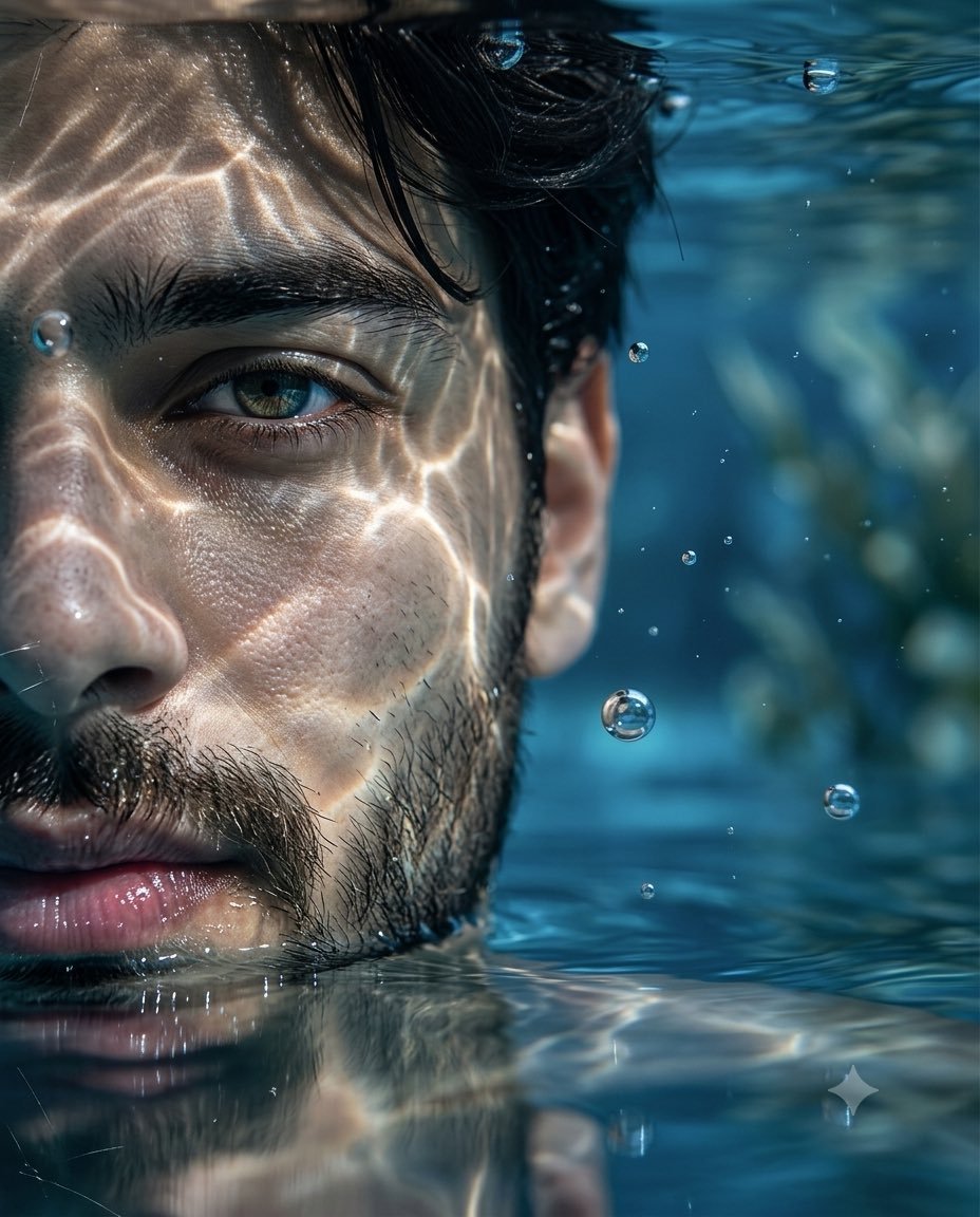 Underwater Macro Face Portrait — AI image prompt sample