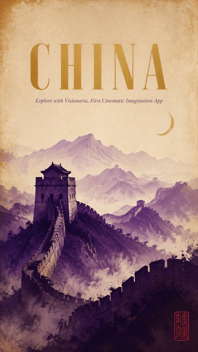 Vintage China Great Wall Poster — AI image prompt sample