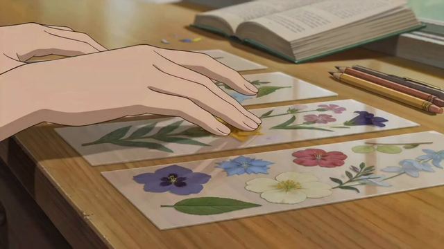 ASMR Pressed Flower Bookmark Animation — AI video prompt sample