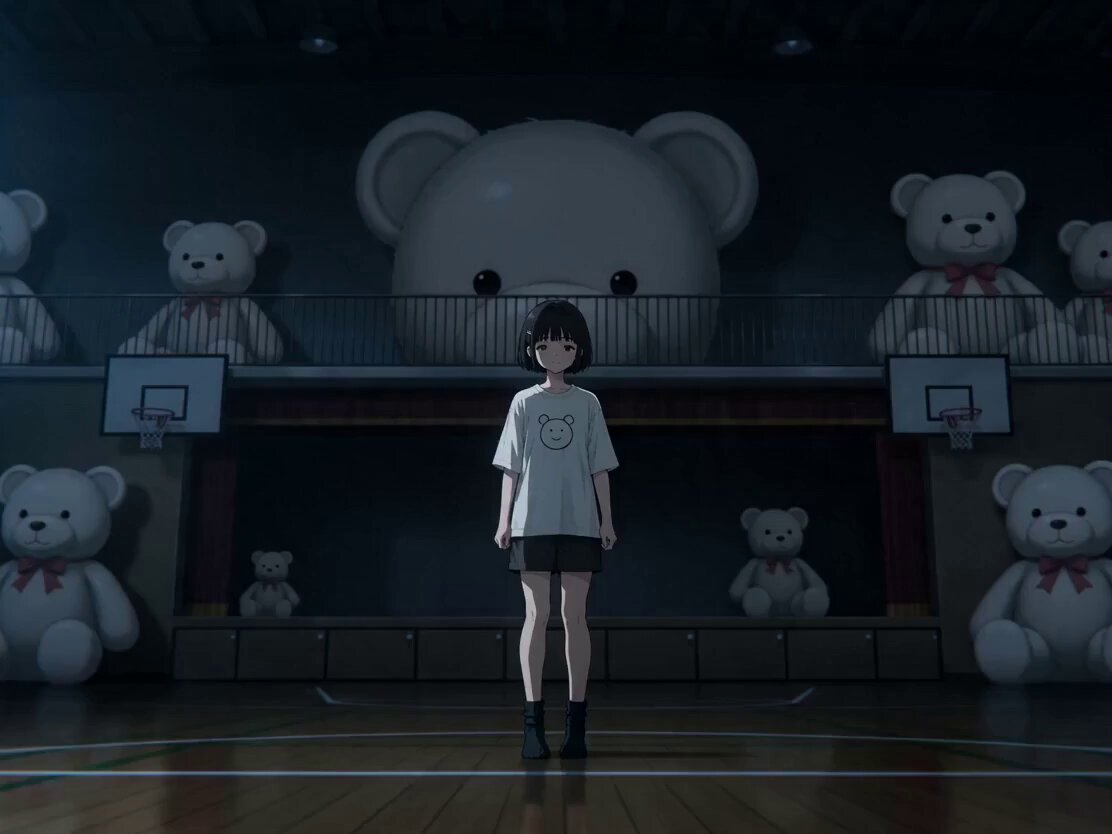 Night Gymnasium Reveal in Seven Shots — AI video prompt sample