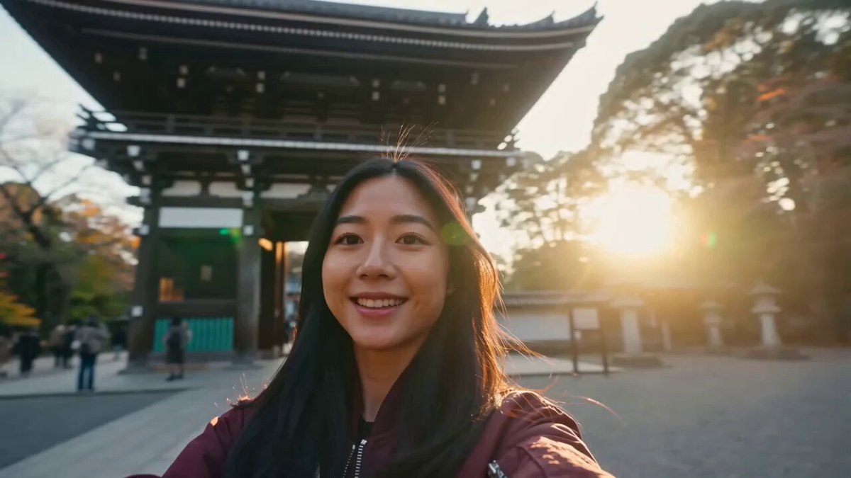 Japan Travel Vlog Golden Hour — AI video prompt sample